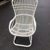White wicker armchair