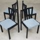 Set of 4 modernist black chairs with light blue ribbed fabric