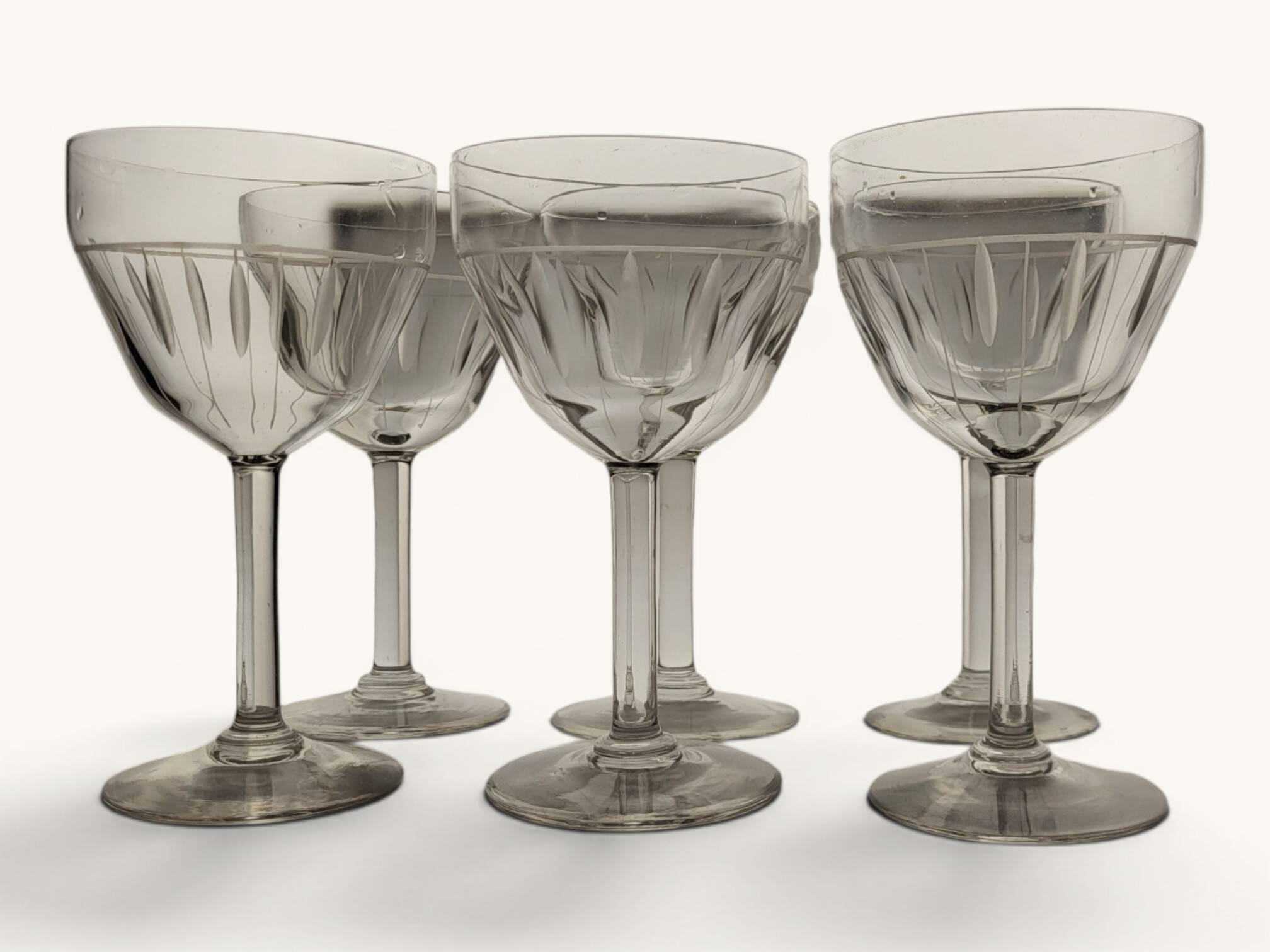 6 Art Deco water glasses