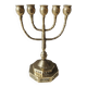 5-branched Jewish menorah/candlestick. Dedicated to mourning. In gilded bronze.