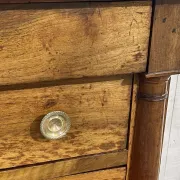 19th-century Empire commode in walnut with a grey St Anne marble top.