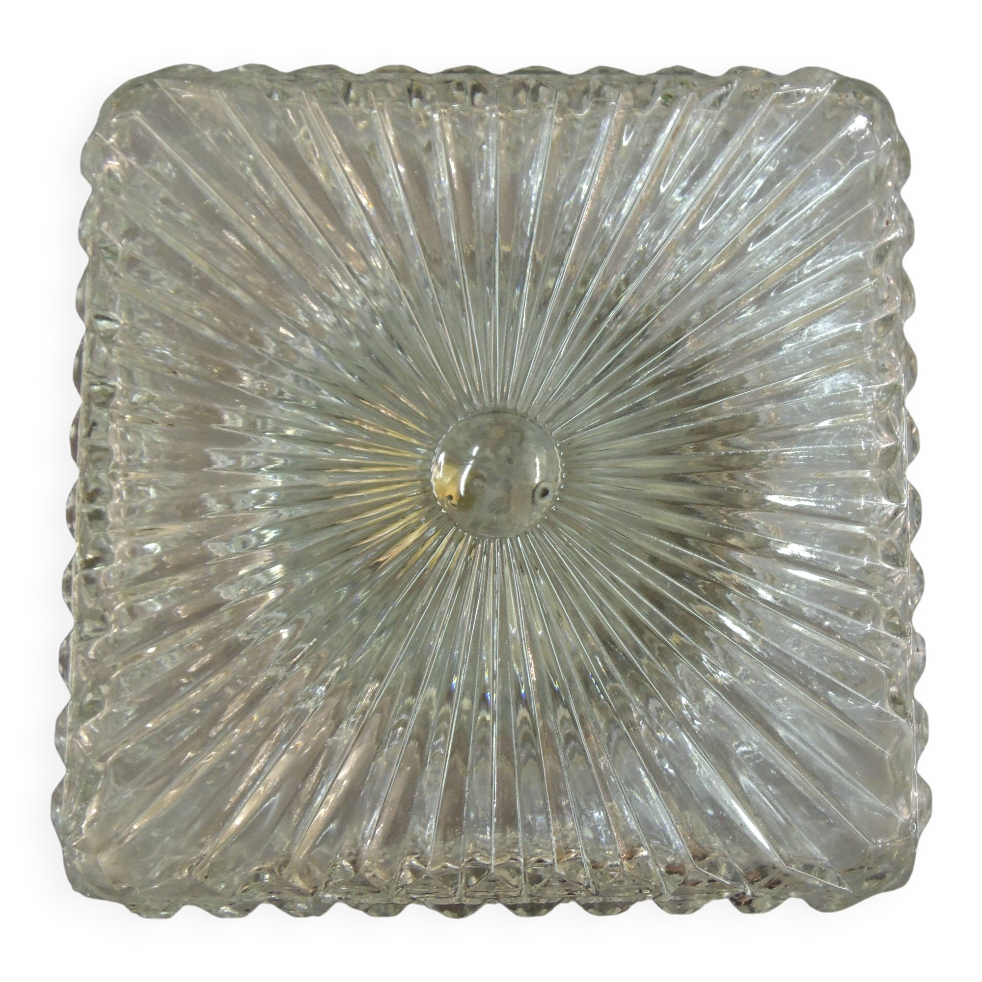 Plafonnier carré en verre moulé