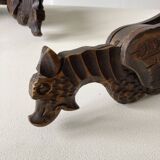 Pair of winged dragon sconces in carved wood