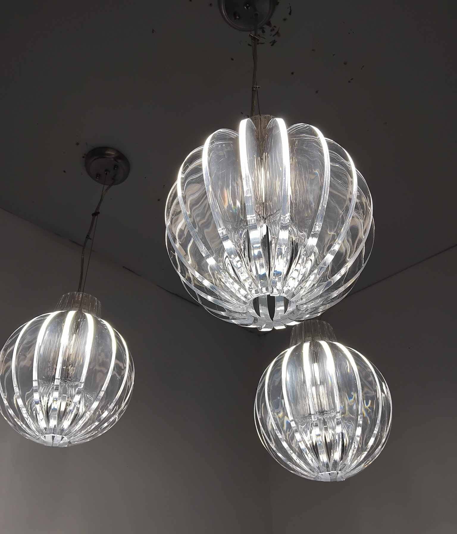 Set of 3 acrylic blade suspensions from the 70s