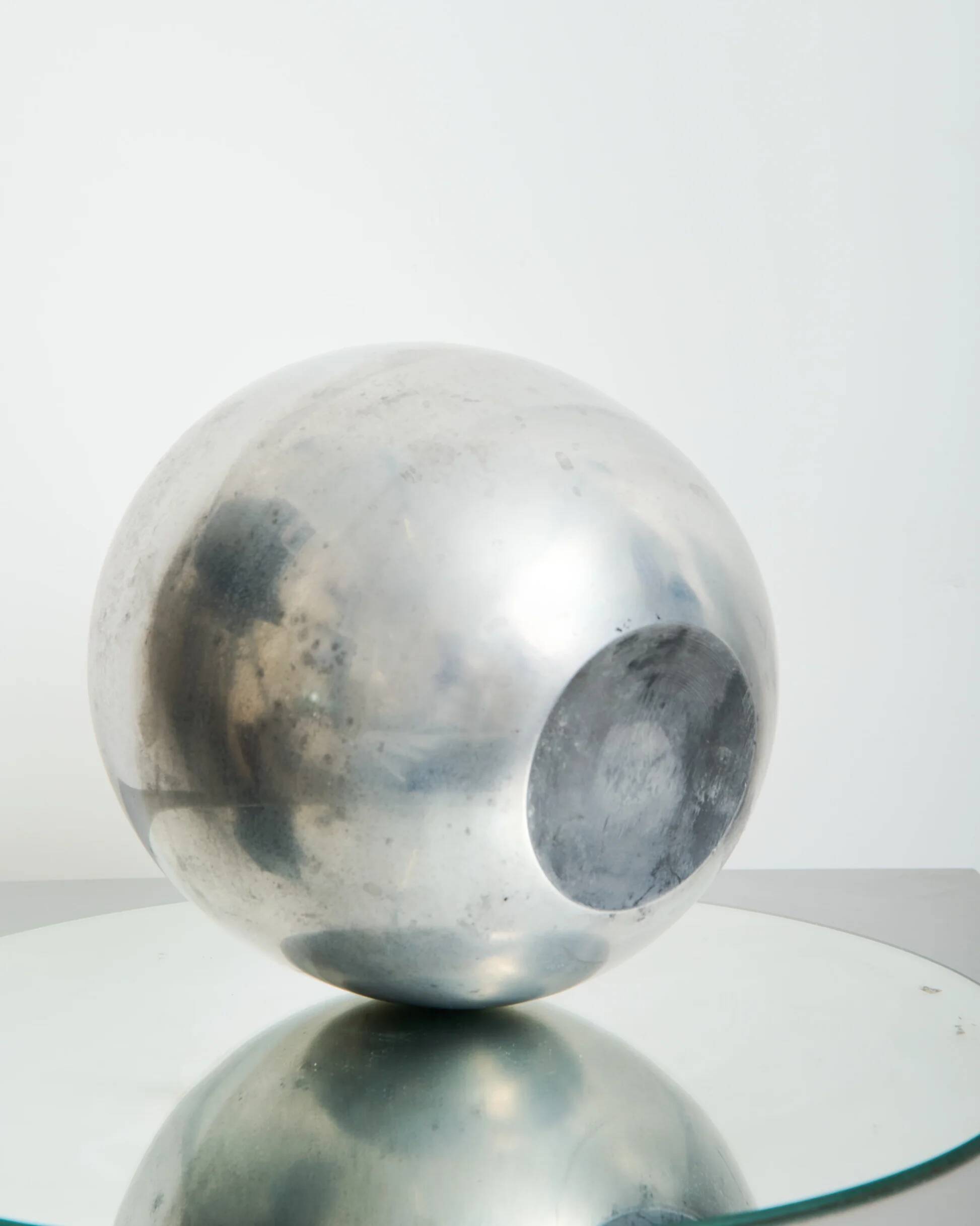 Sphere ball vase in cast aluminium, 1970