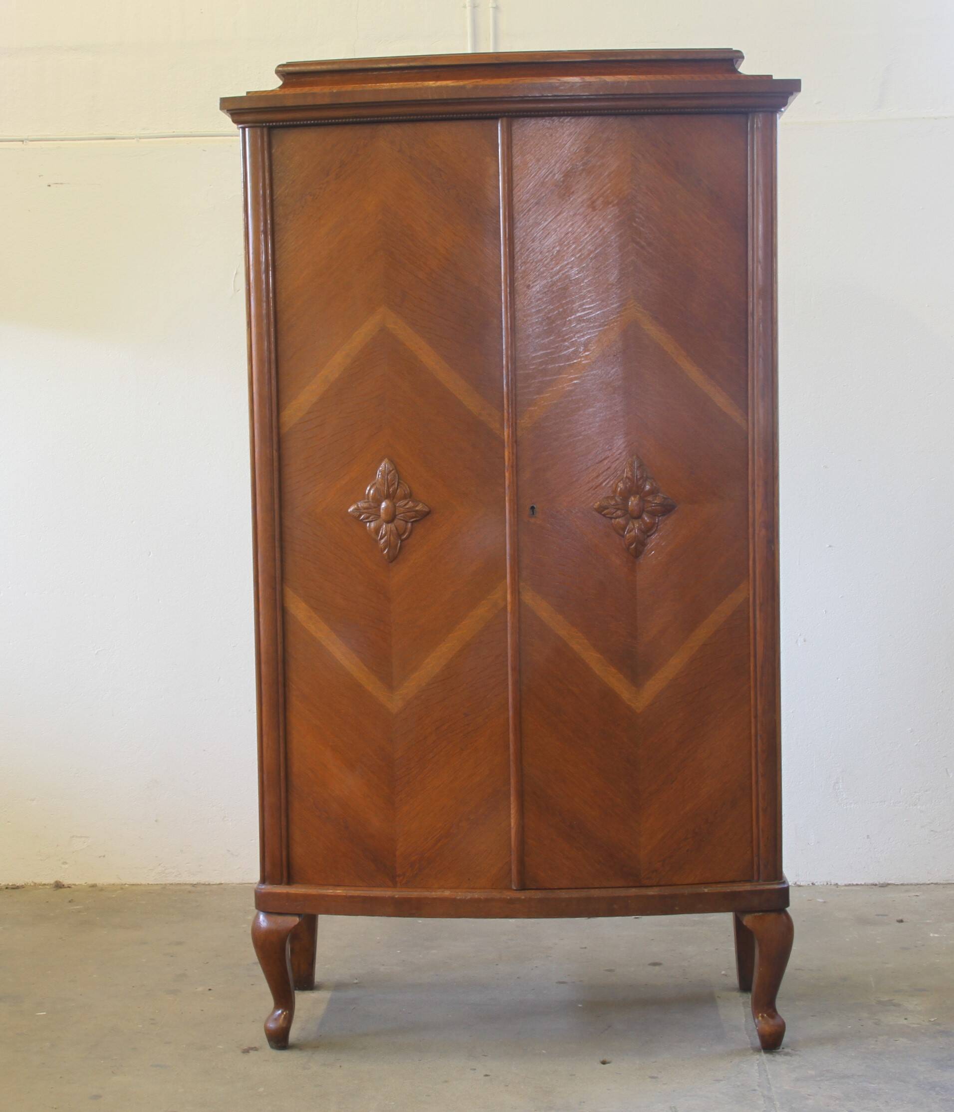 Vintage Danish Oak Closet Linen Wardrobe 1940s Cabinet