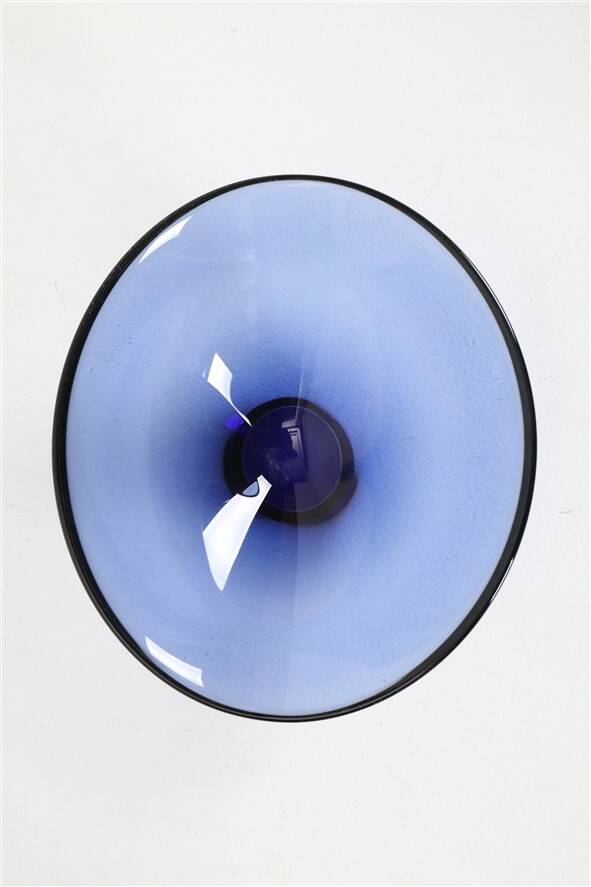 Handcrafted blue glass fruit bowl by Per Lütken for Holmegaard, 1950s