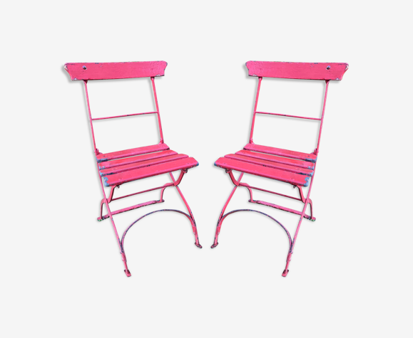 Set de 2 chaises pliantes jardin brasserie Adelshofen bar bistrot vintage