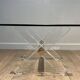 Pair of Plexiglass and Chrome Side Tables with X-shaped Legs, Work