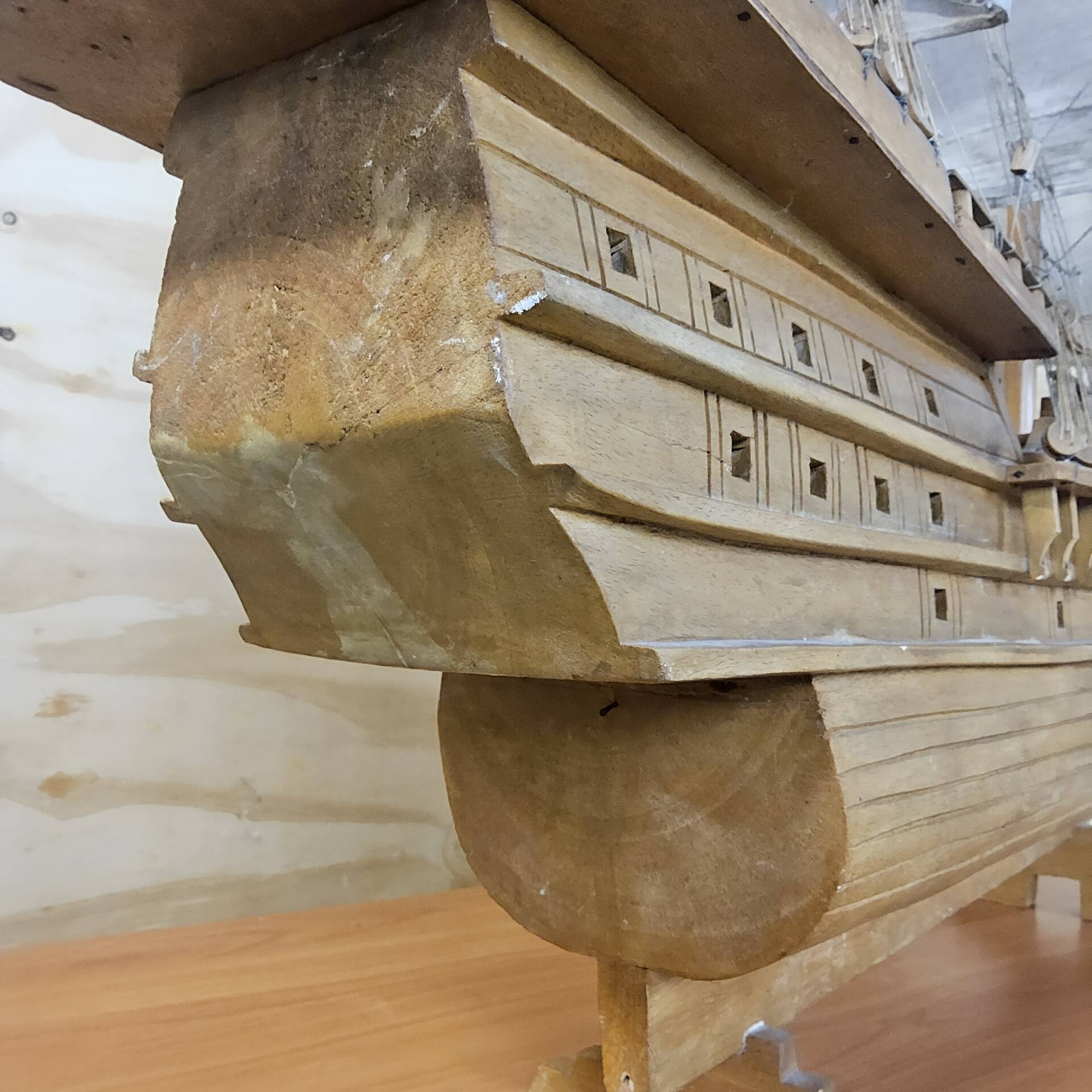 Unique V.O.C model ship from tree trunk (fully handmade)