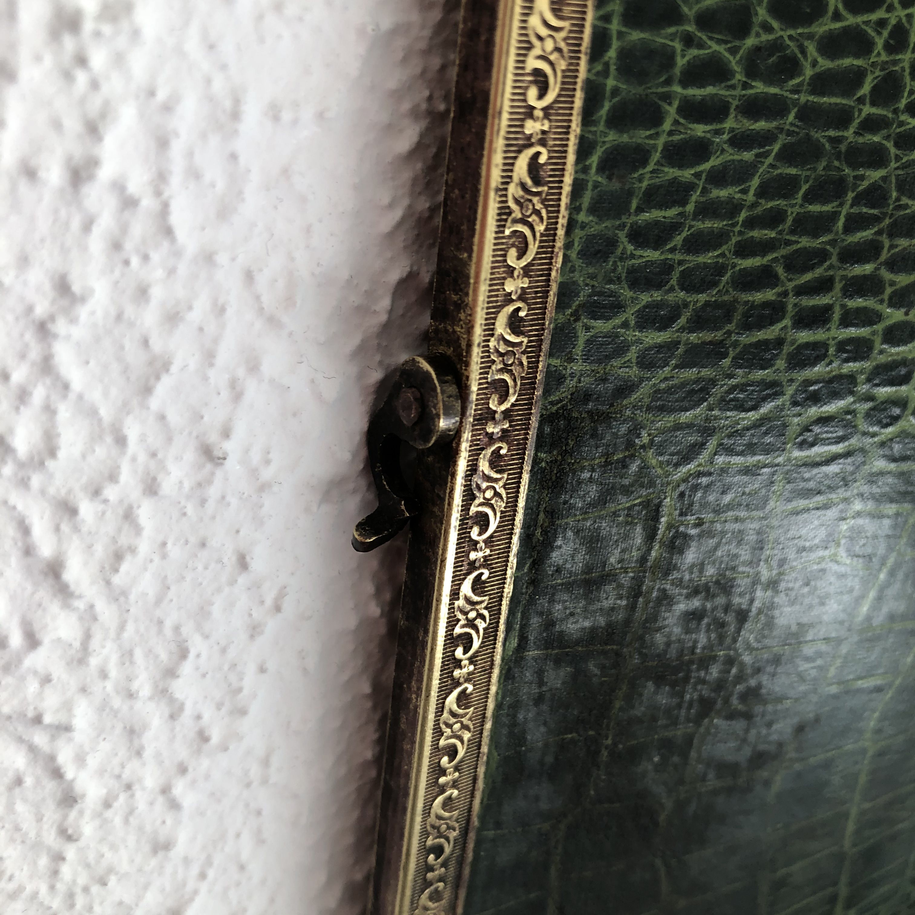 Miroir triptyque barbier doré vert anglais vintage 1930 - 24 x 57 cm
