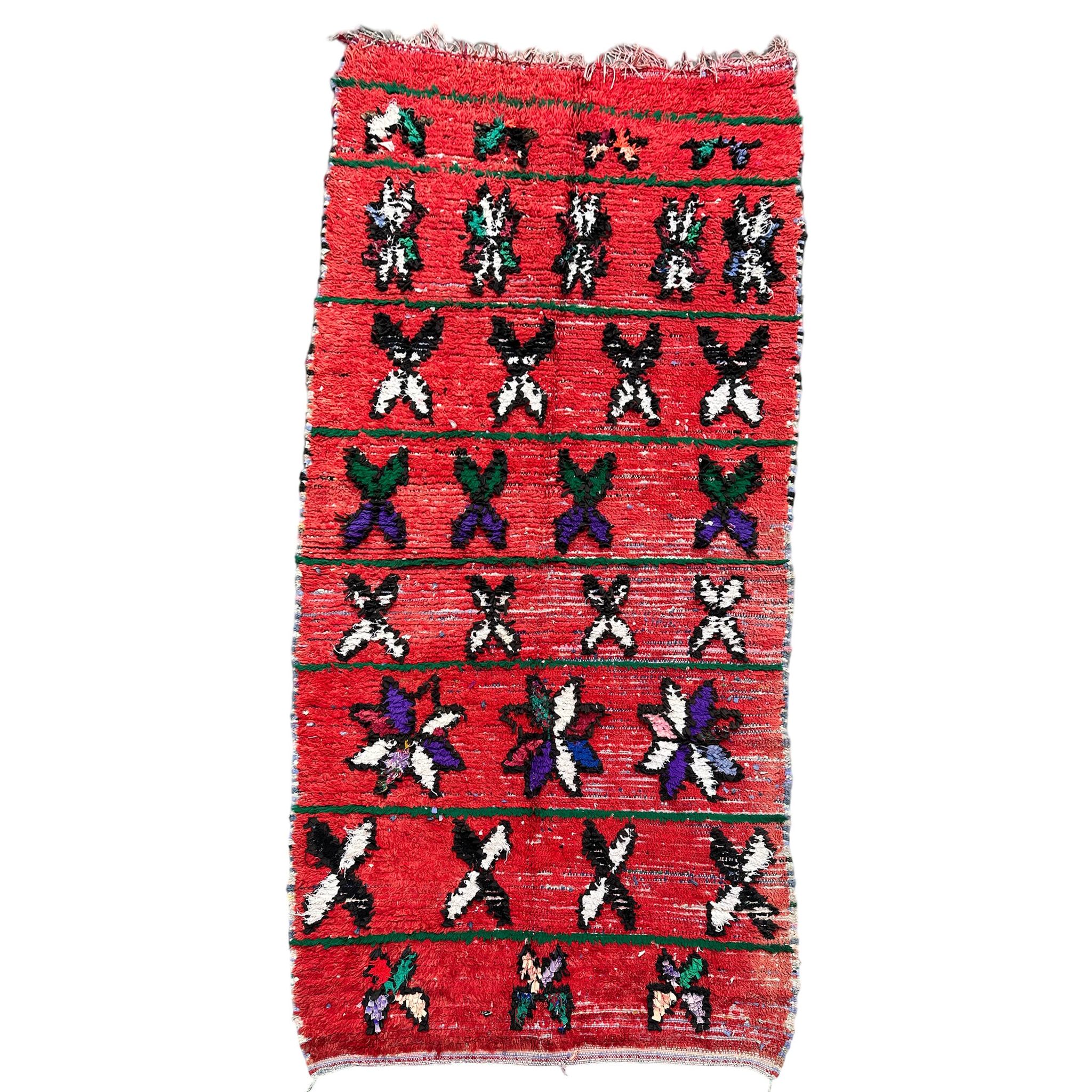 Tapis Marocain Boujad rouge - 10 x 237 cm