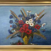 Still life with bouquet of flowers - Oil on signature panel to identify. XXth