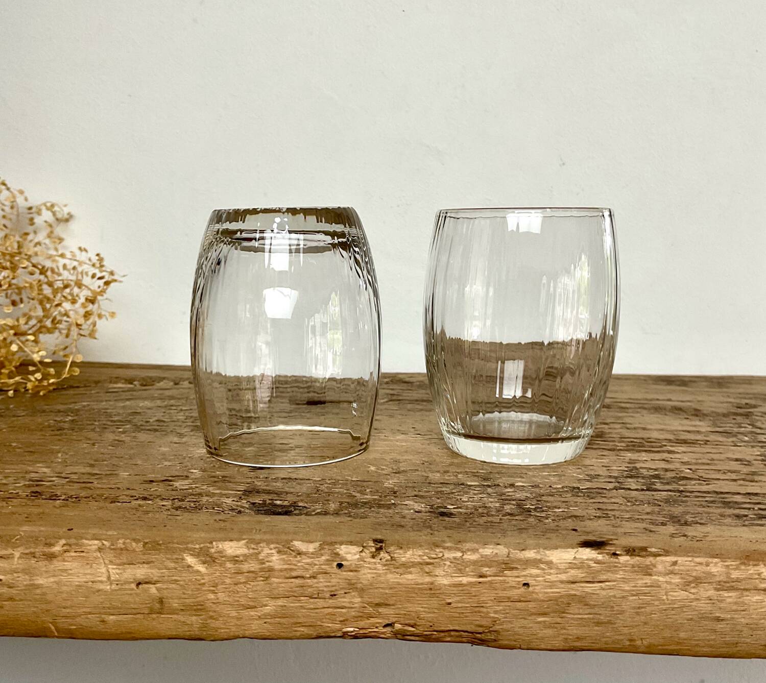 5 small vintage ribbed glasses