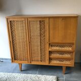 Furniture with wooden secretary and rattan