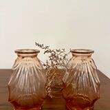 Pair of small pink glass Art Deco vases