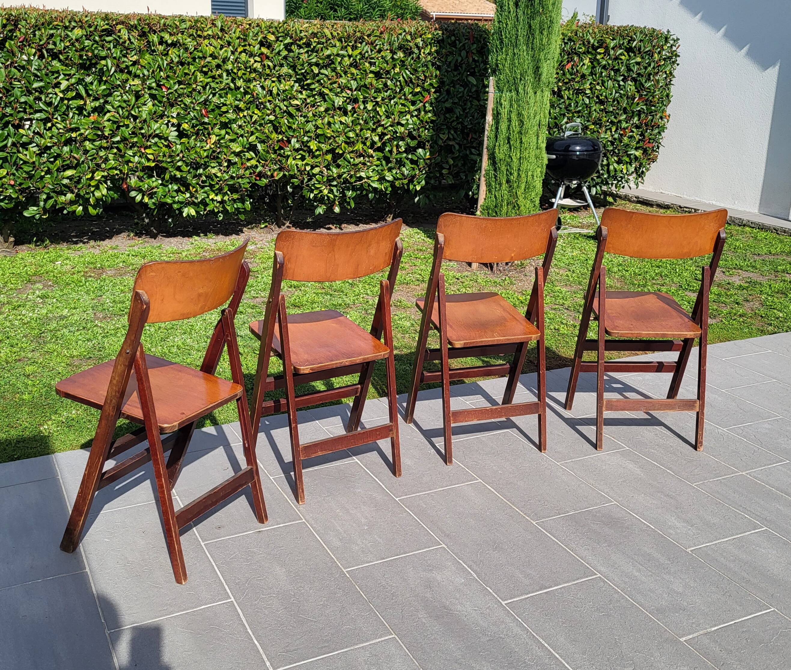 Set of 4 Baumann wooden chairs