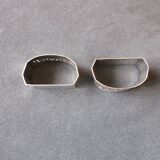 Art deco towel rings "madame" "sir" in silver metal