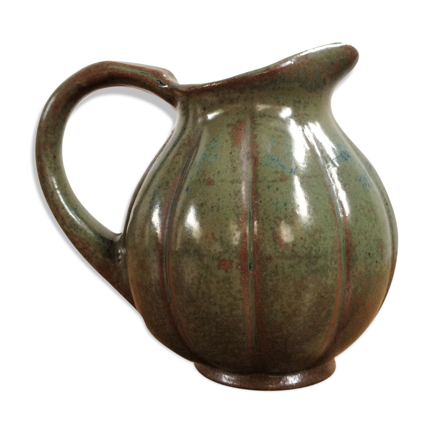 Green enamelled sandstone pitcher