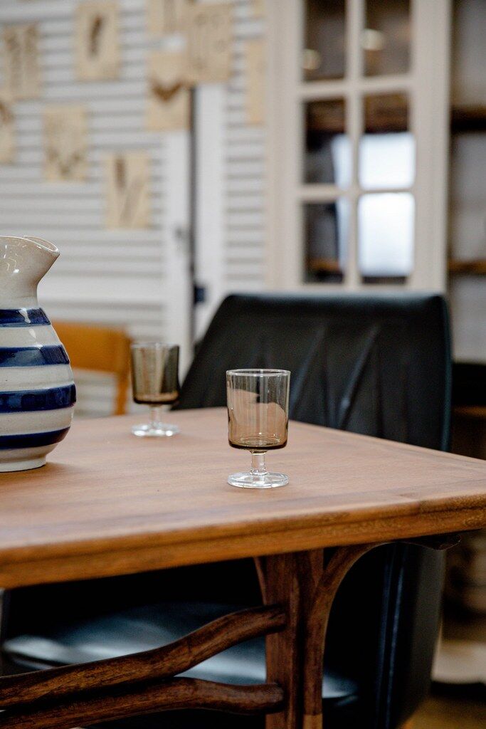 Curved wood bistro table