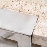 Console en métal chromé et travertin, italie, années 1970