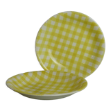 Set of two yellow and white Salins gingham plates