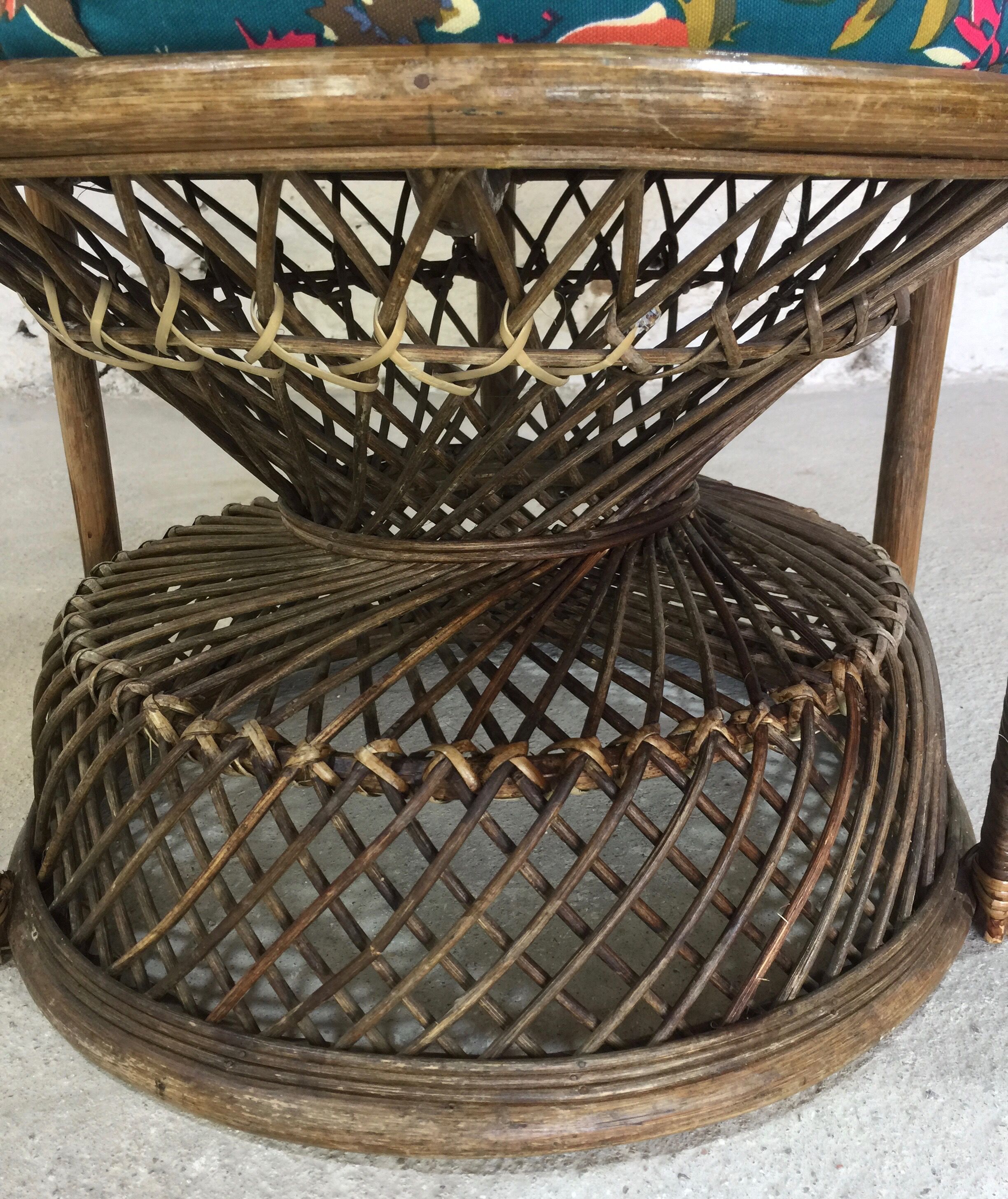 "Emmanuelle" type chair in rattan and wicker 70s
