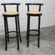 Pair of Baumann stools model Dialog in black and yellow and blue faux leather 1990