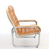 Leather and chrome armchair 70s