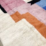 Moroccan Berber carpet boujaad ecru with colorful flat areas 390x292cm