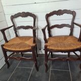 LOUIS XV style oak armchairs