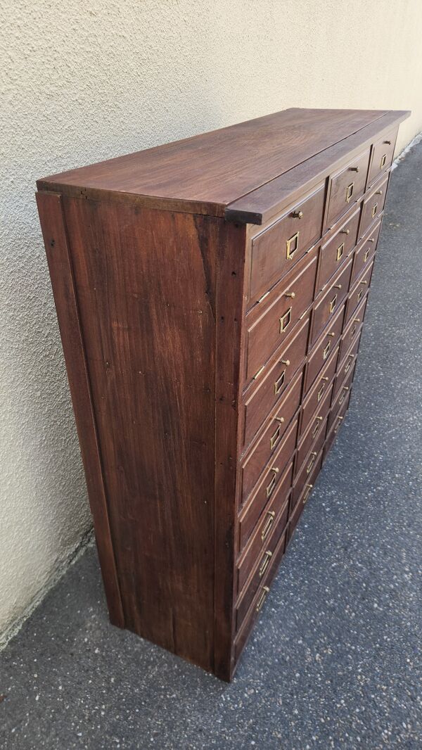 Meuble de métier ancien / Grand meuble à clapets en bois style industriel