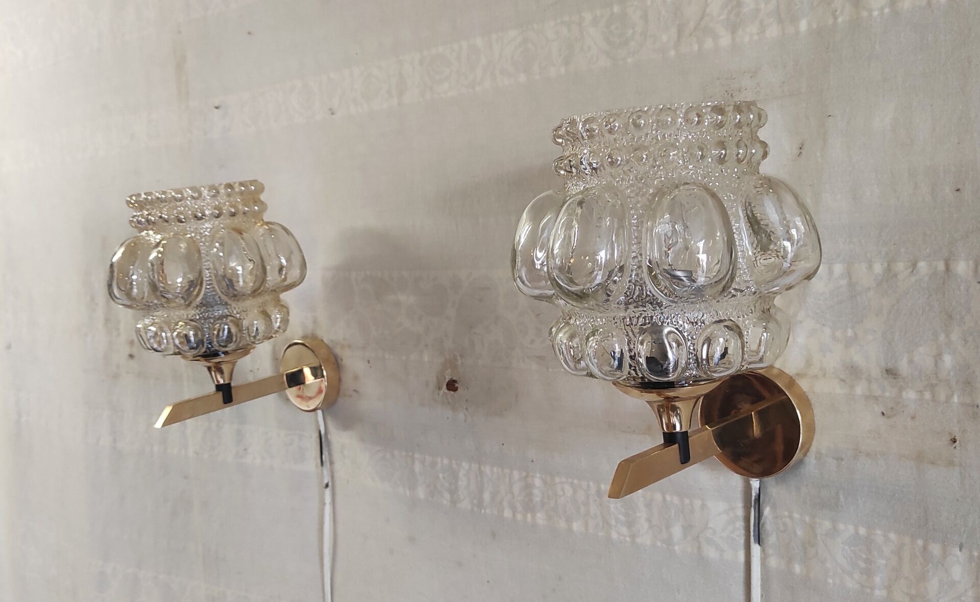 Brass and glass wall lights by Helena Tynell - 1970s