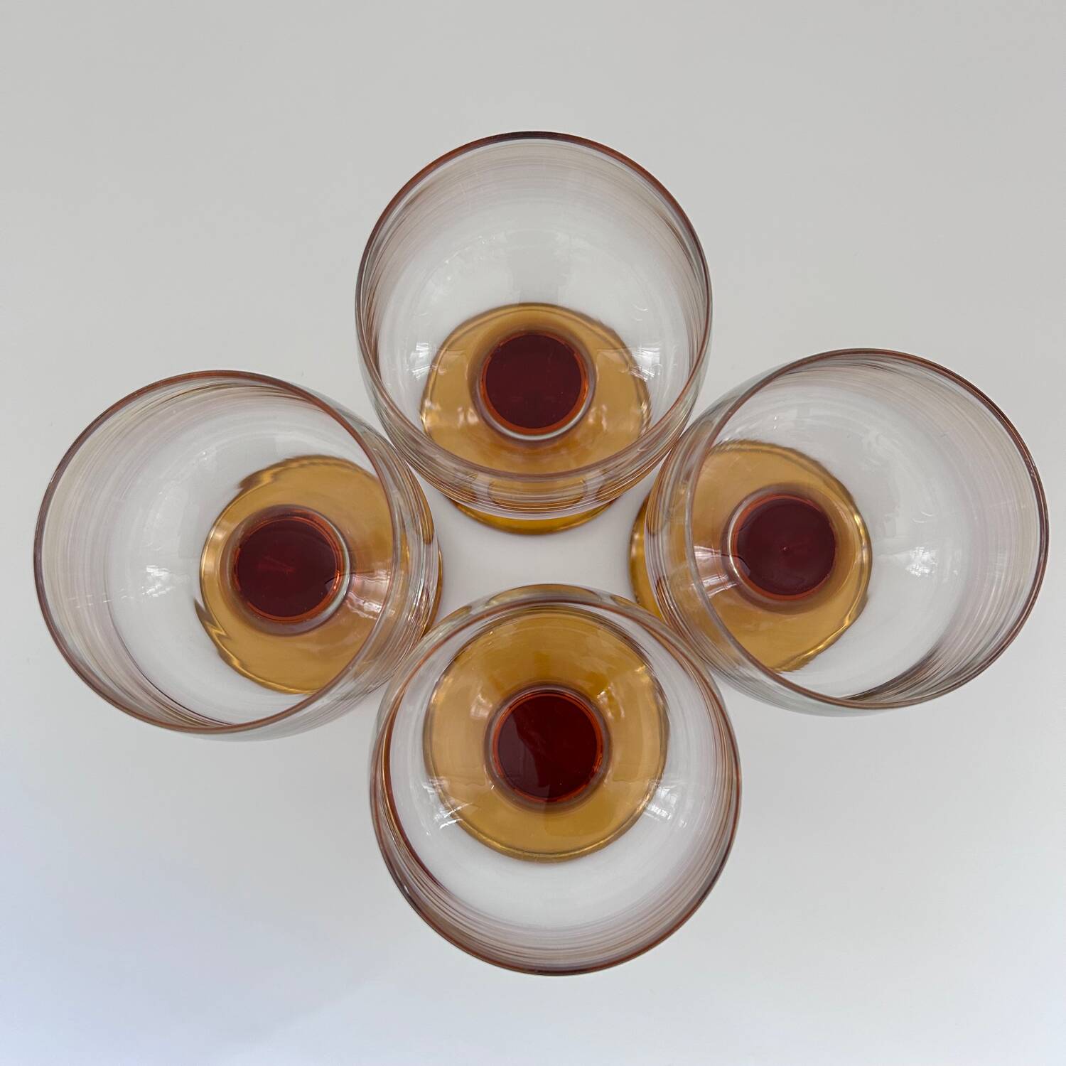 Set of 4 amber stem glasses