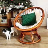 Swivel rattan armchair