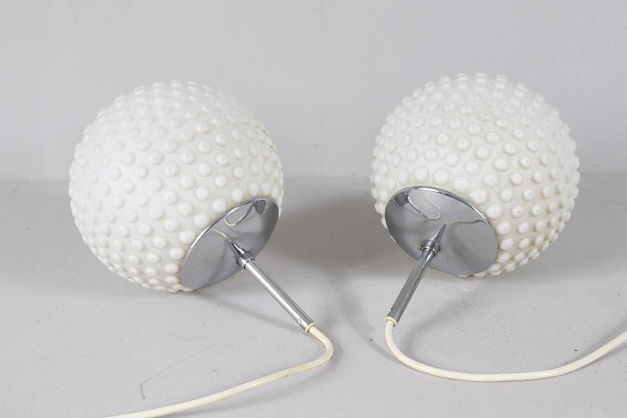 2-piece set Bubble Space Age opal glass ceiling lamps/ceiling lights by Rolf Krüger for Staff, Germany, 1970s.