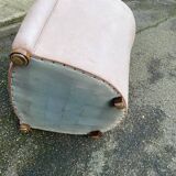 Art Deco club armchair Daisy Simon in beige leather and wood.