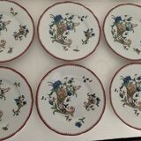 6 Sarreguemines dessert plates, cornucopia, 1928