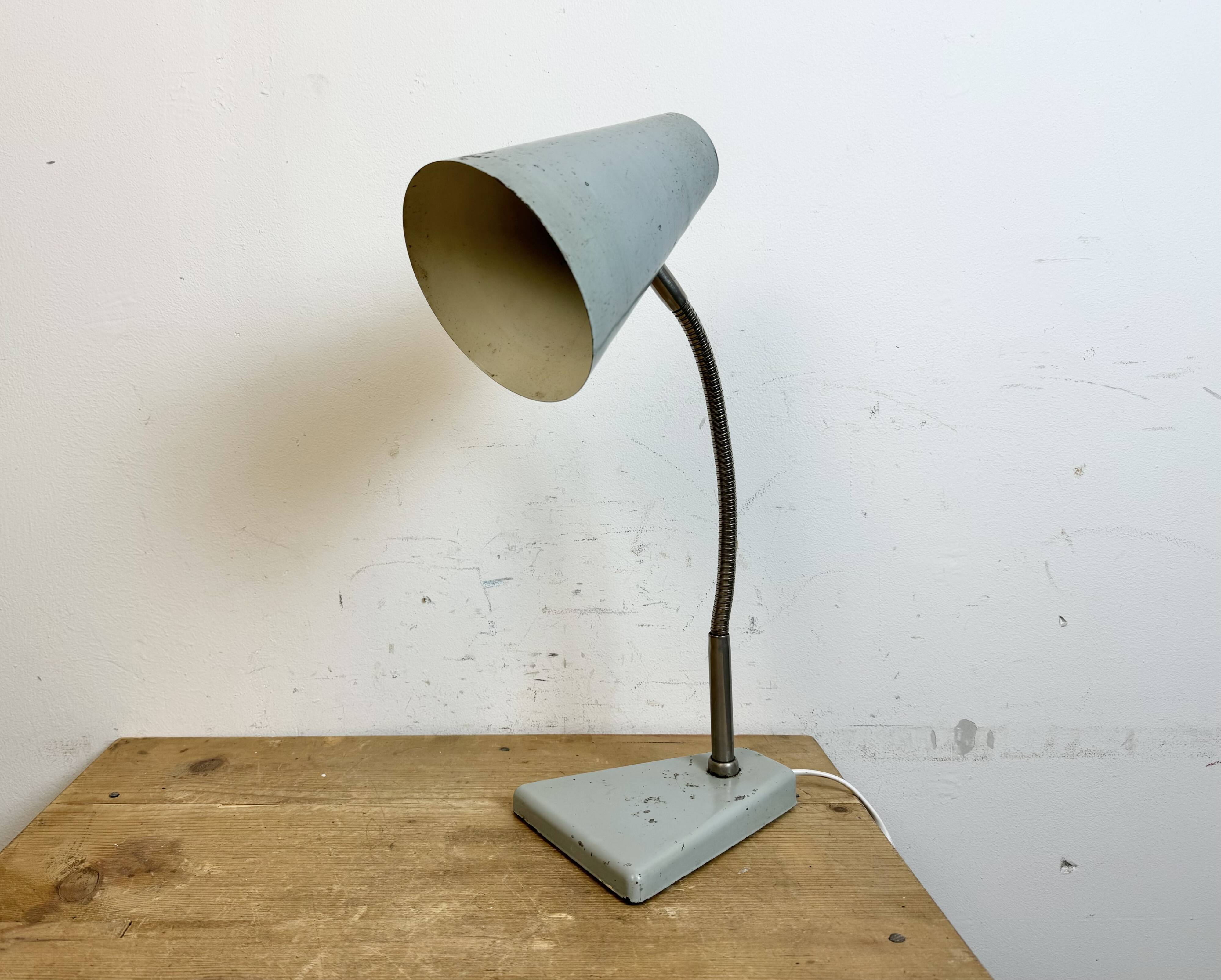 Grey Industrial Gooseneck Table Lamp from Zaos, 1960s