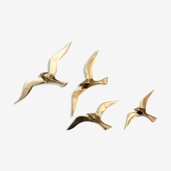 Series of 4 golden brass seagulls