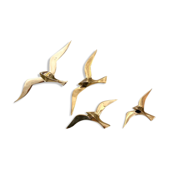 Series of 4 golden brass seagulls