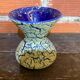Vintage White Blue Ceramic Snowy Stoneware Vase France #D559