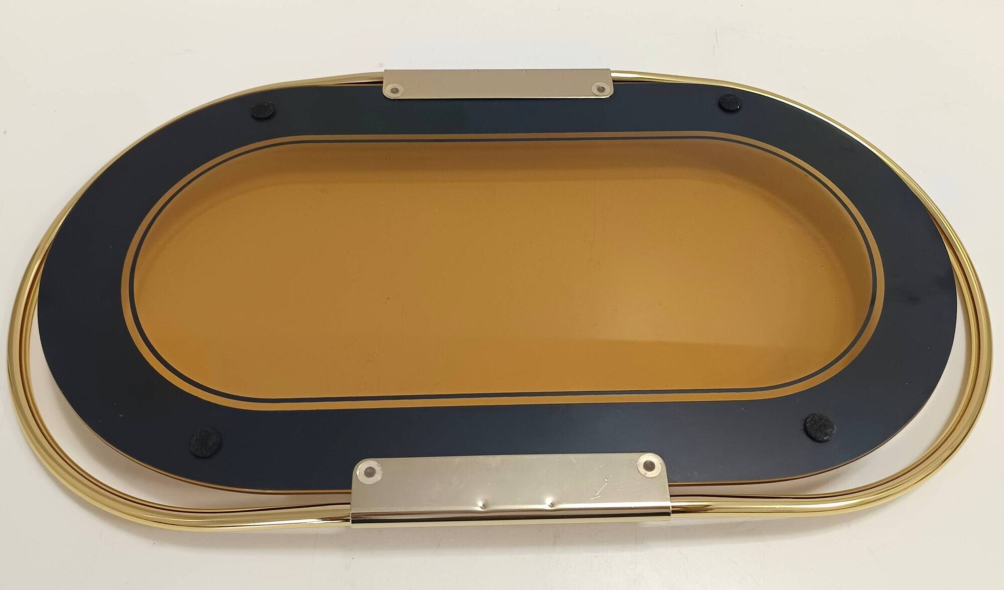Oval 24k Gold Plated and Bronzed Pink Mirrored Tray by Umberto Mascagni