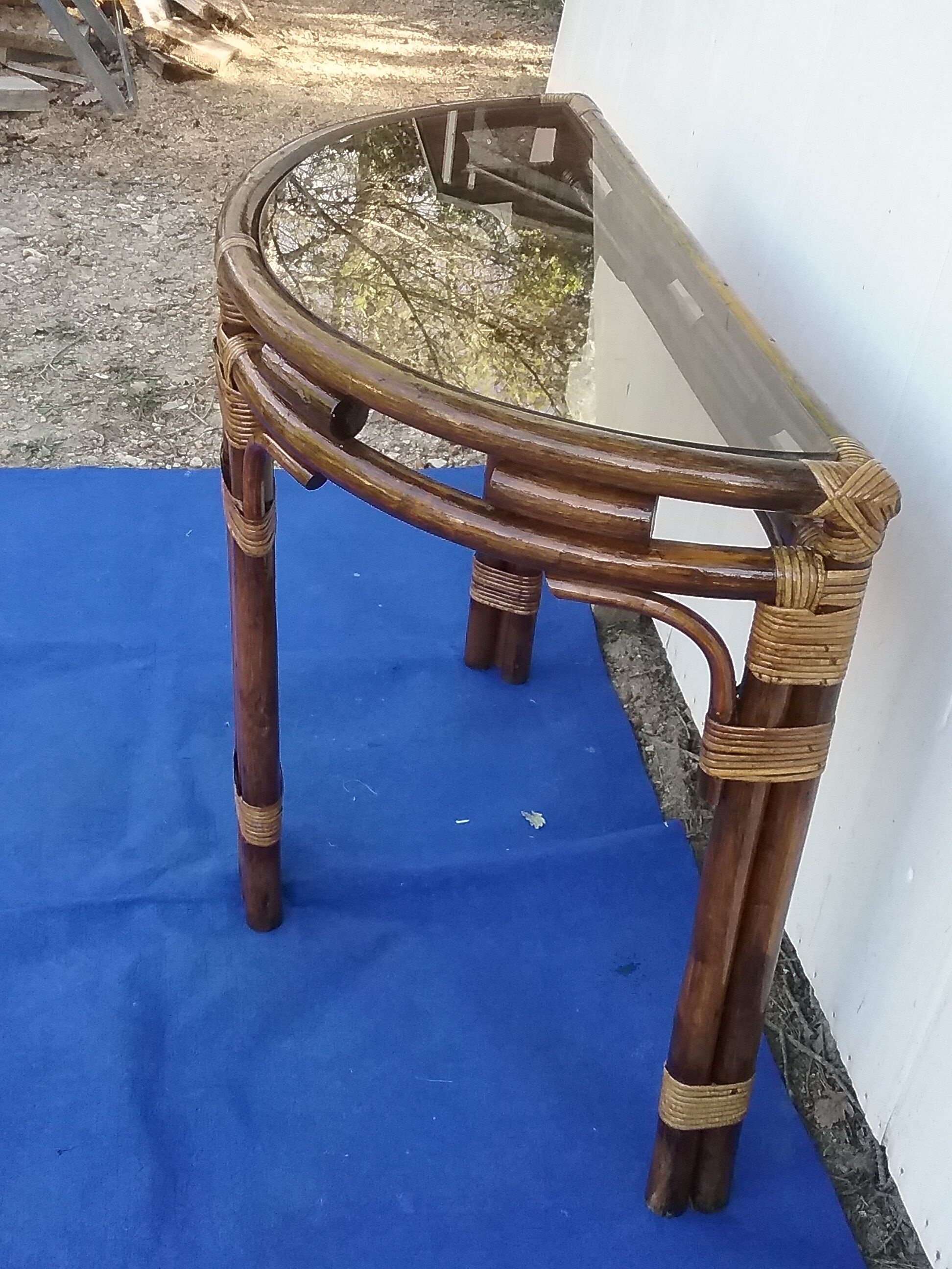 Half-moon bamboo console