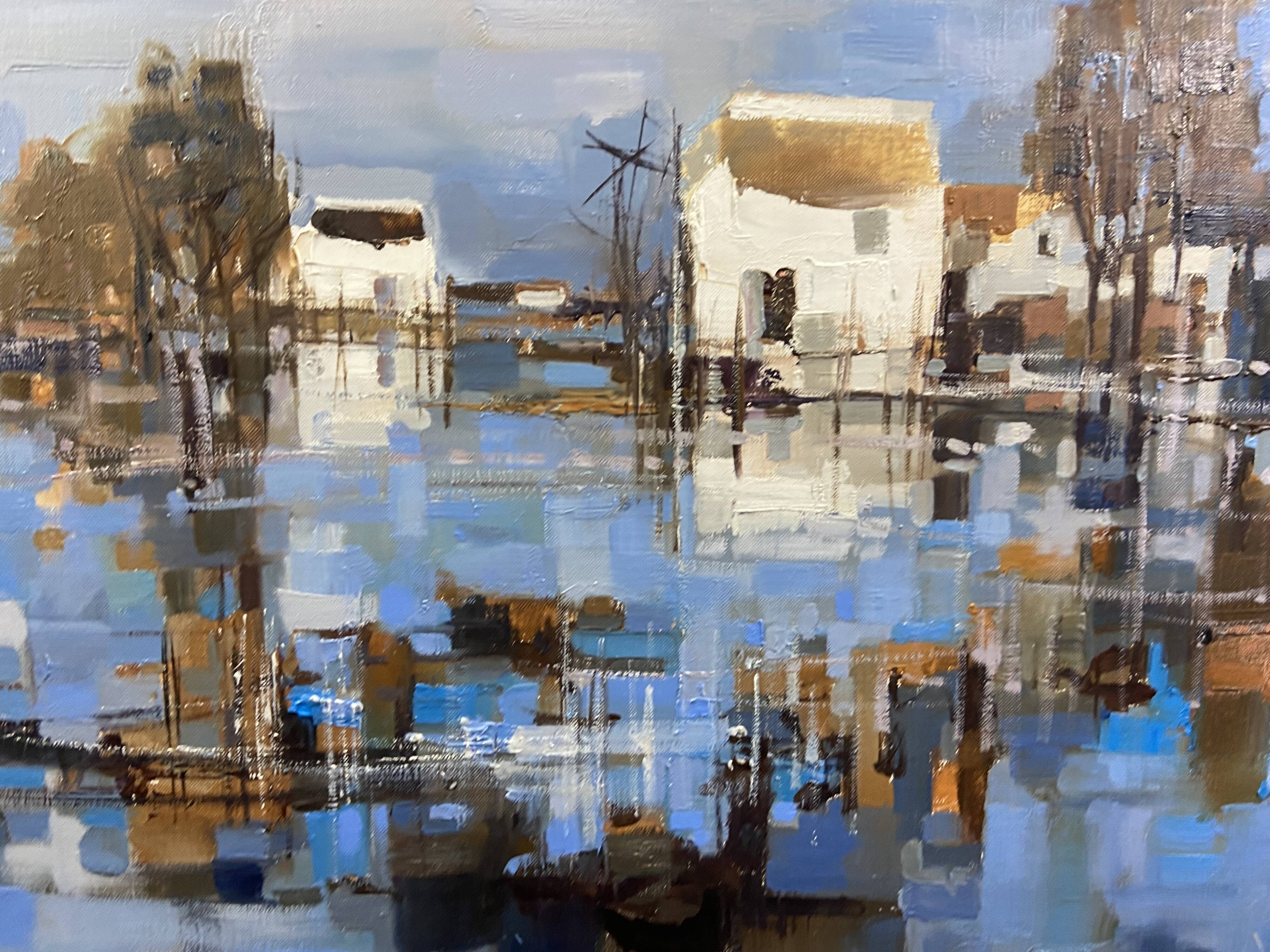 Large oil painting on canvas Camargue landscape Roger QUINTAINE 1921-2005