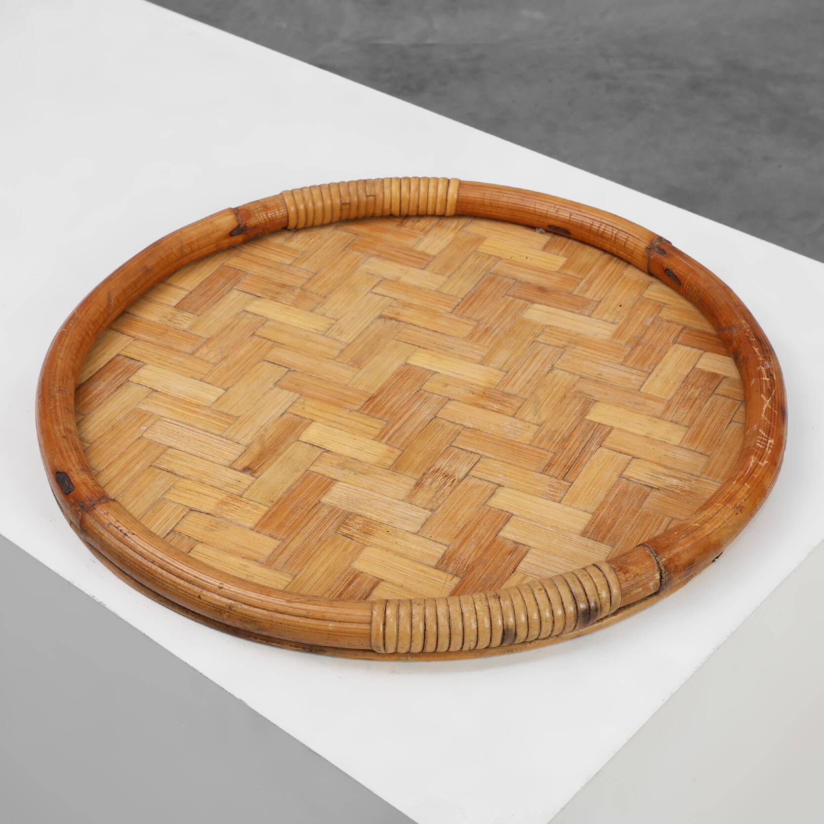 Mid-century bamboo serving tray, France 1960s