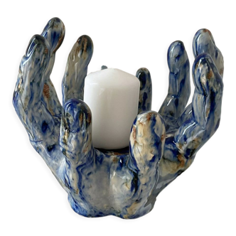 Earthenware hand candle holder