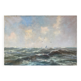 HST Marine painting "Sailboats on rough seas" circa 1900