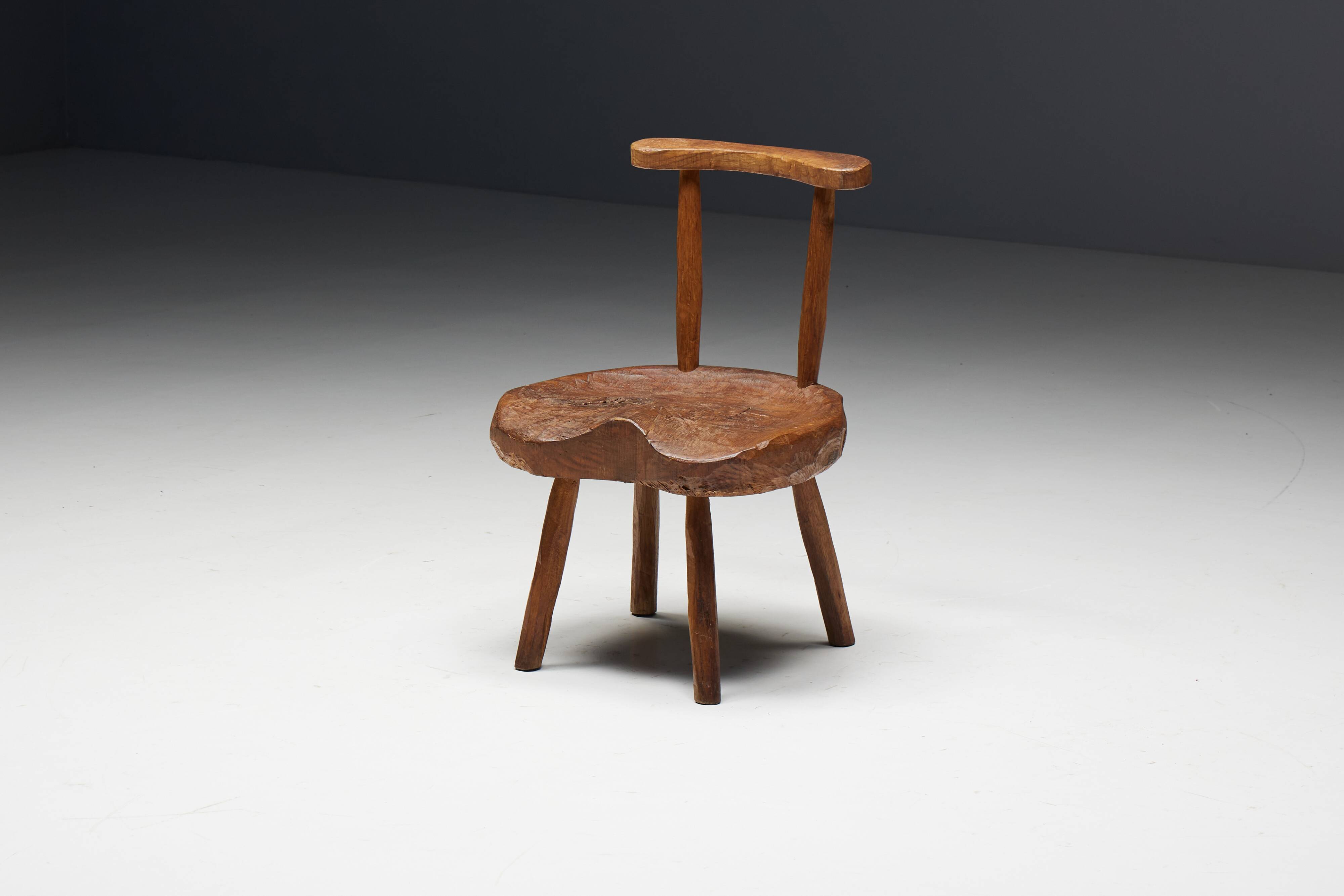 Folk Art Wabi Sabi Chair, France, 19th Century