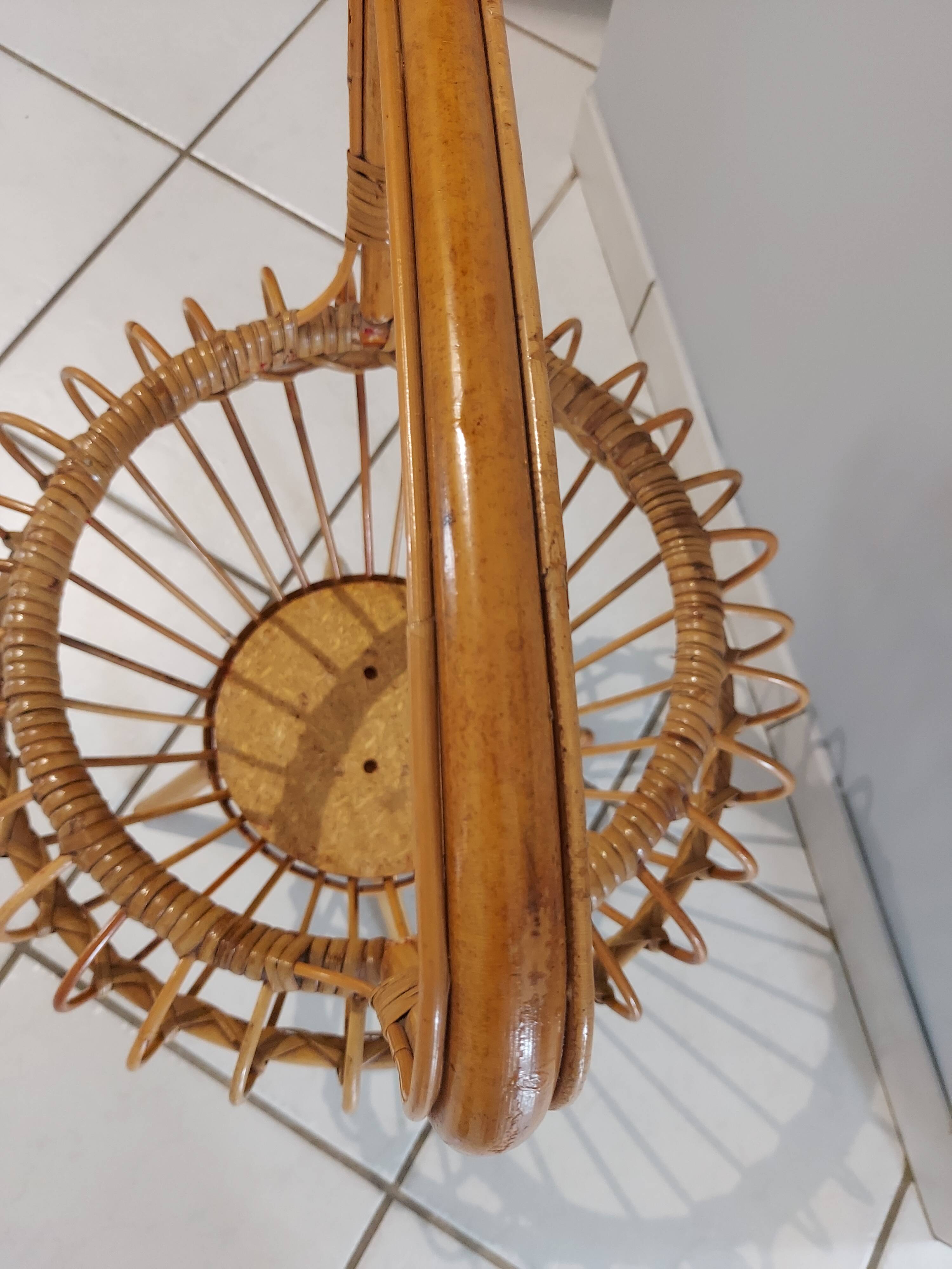 Vintage rattan plant holder 1960s